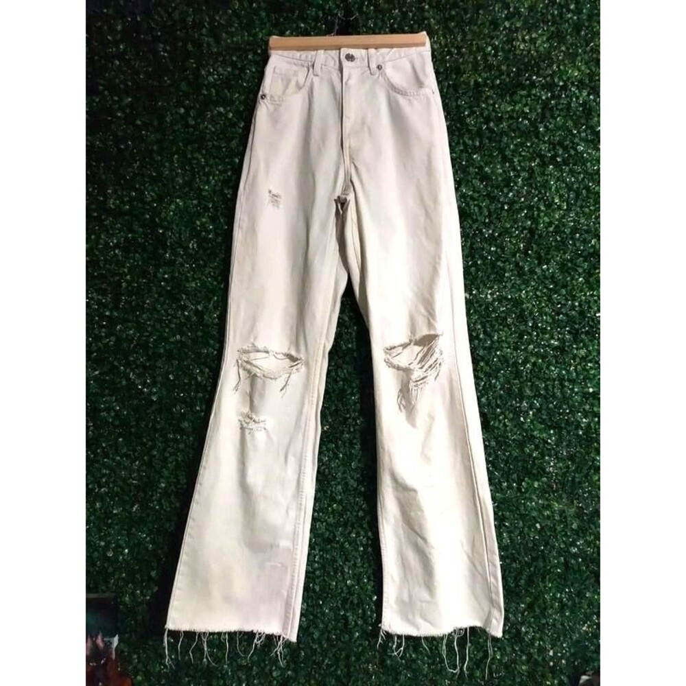Zara distressed white jeans Tall